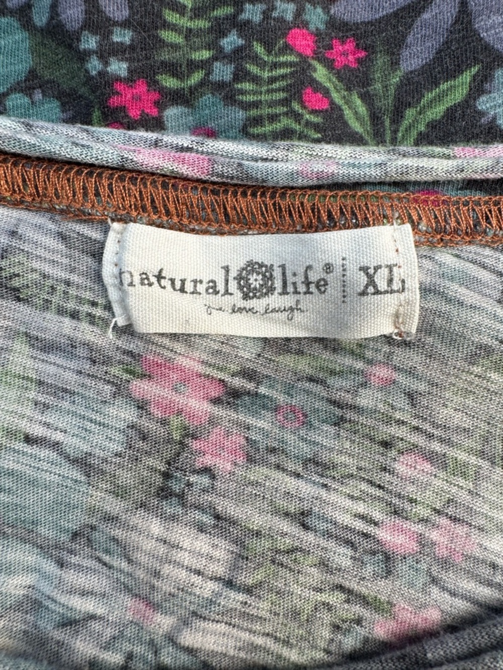 Natural Life Lily Cotton Floral Long Sleeve Tee Shirt Women’s XL Boho Elevated - Picture 11 of 12